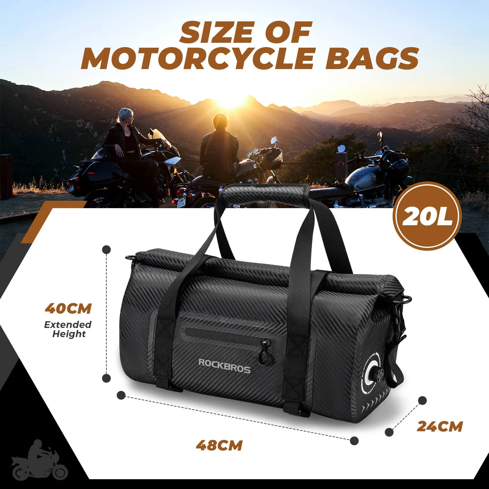 Ultra-Tough Motorcycle Rear Tail Bag Waterproof Rear Seat Luggage 20L-60L - Image 3