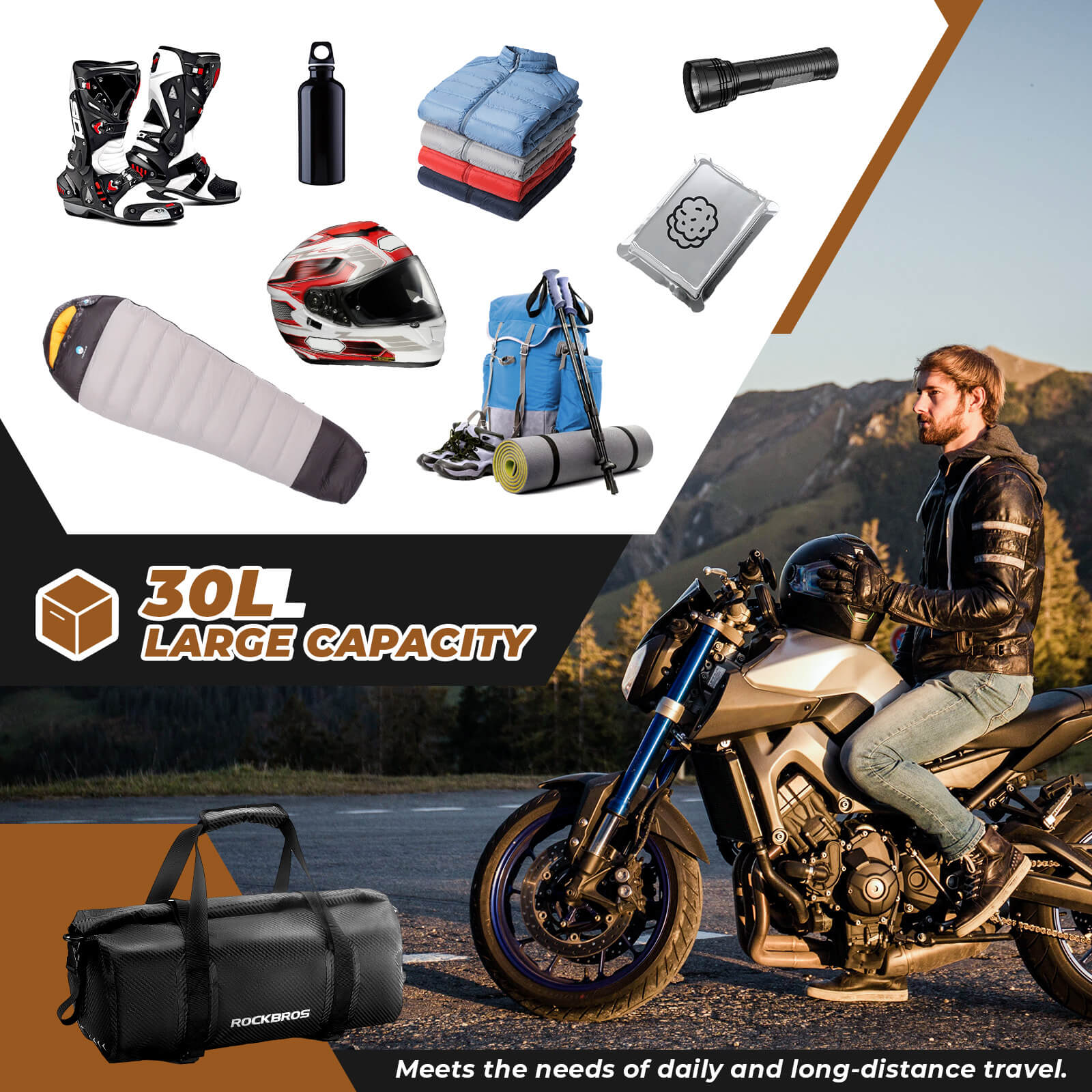Ultra-Tough Motorcycle Rear Tail Bag Waterproof Rear Seat Luggage 20L-60L - Image 8
