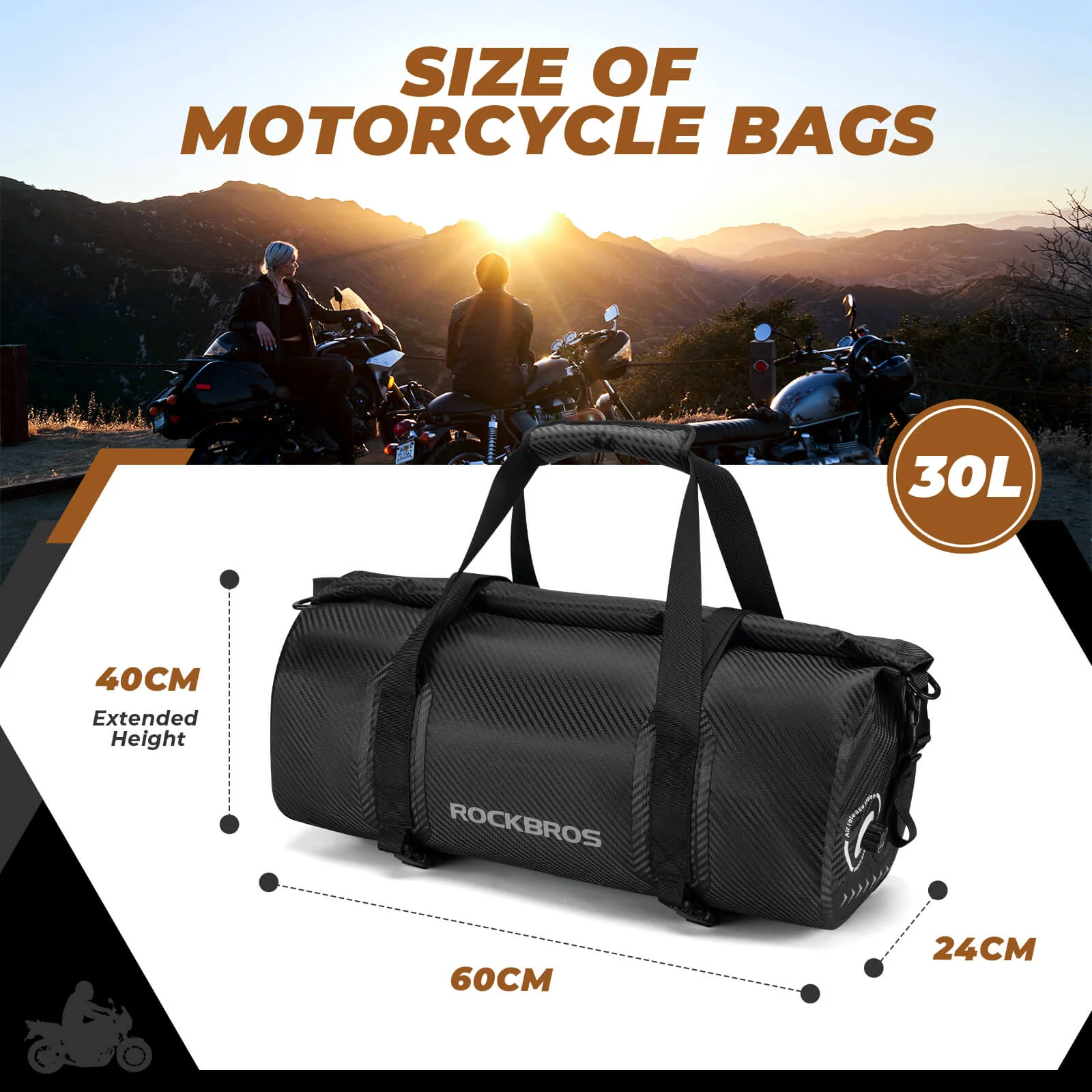 Ultra-Tough Motorcycle Rear Tail Bag Waterproof Rear Seat Luggage 20L-60L - Image 9