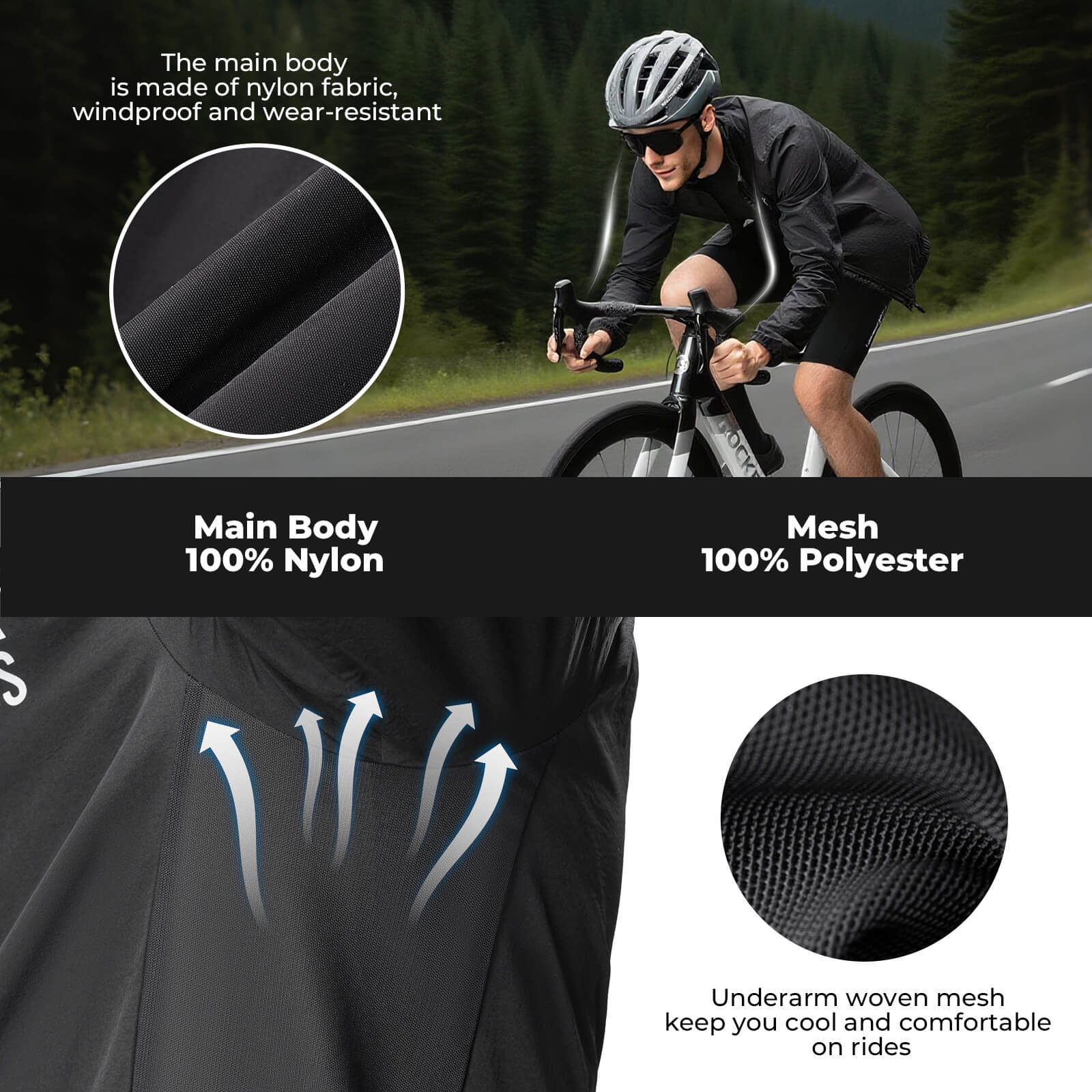 Ultralight Long Sleeve Cycling Jacket Packable Shell - Image 3