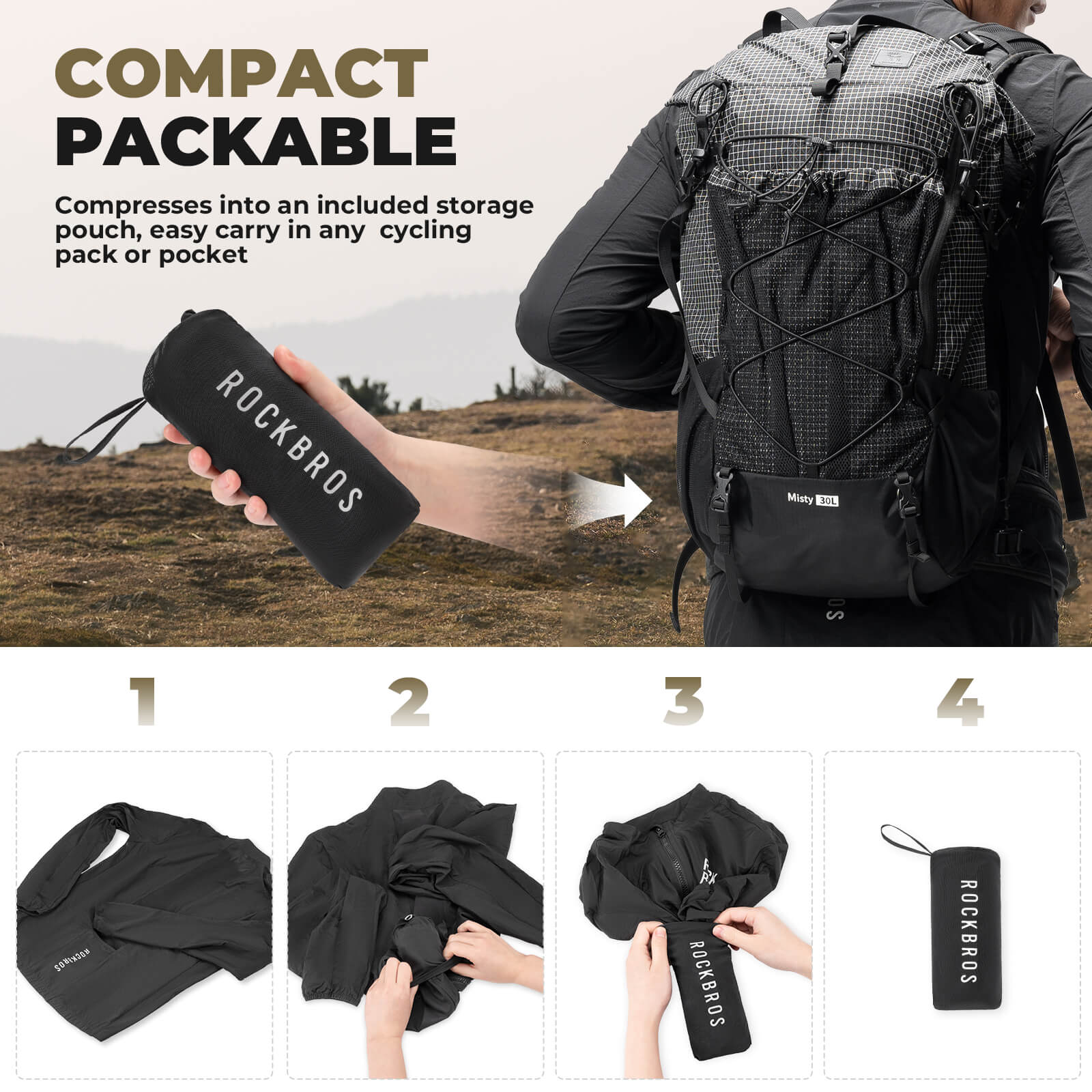 Ultralight Long Sleeve Cycling Jacket Packable Shell - Image 7