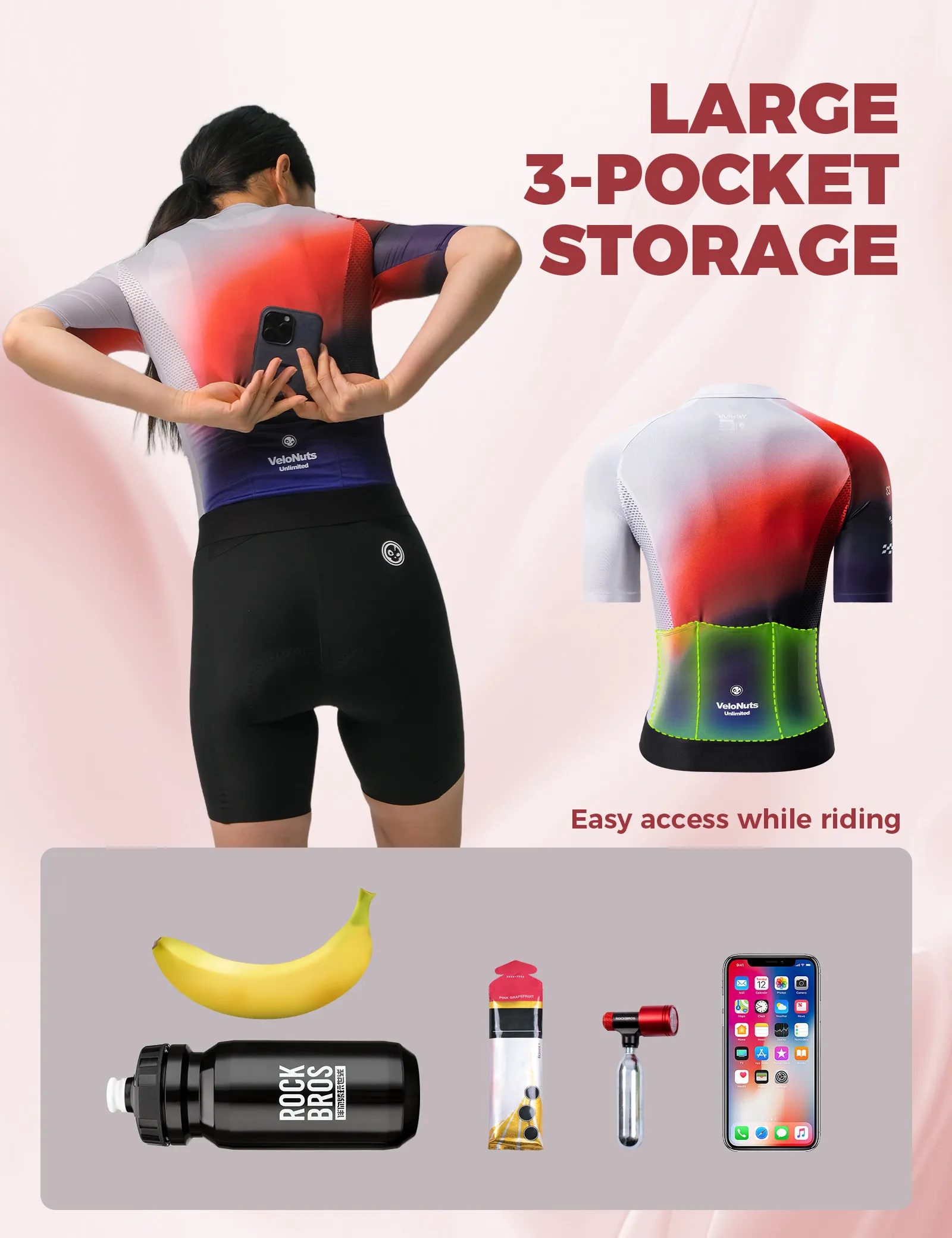 VNS Women's Short Sleeve Cycling Jersey Quick-Dry CloudFade - Image 3