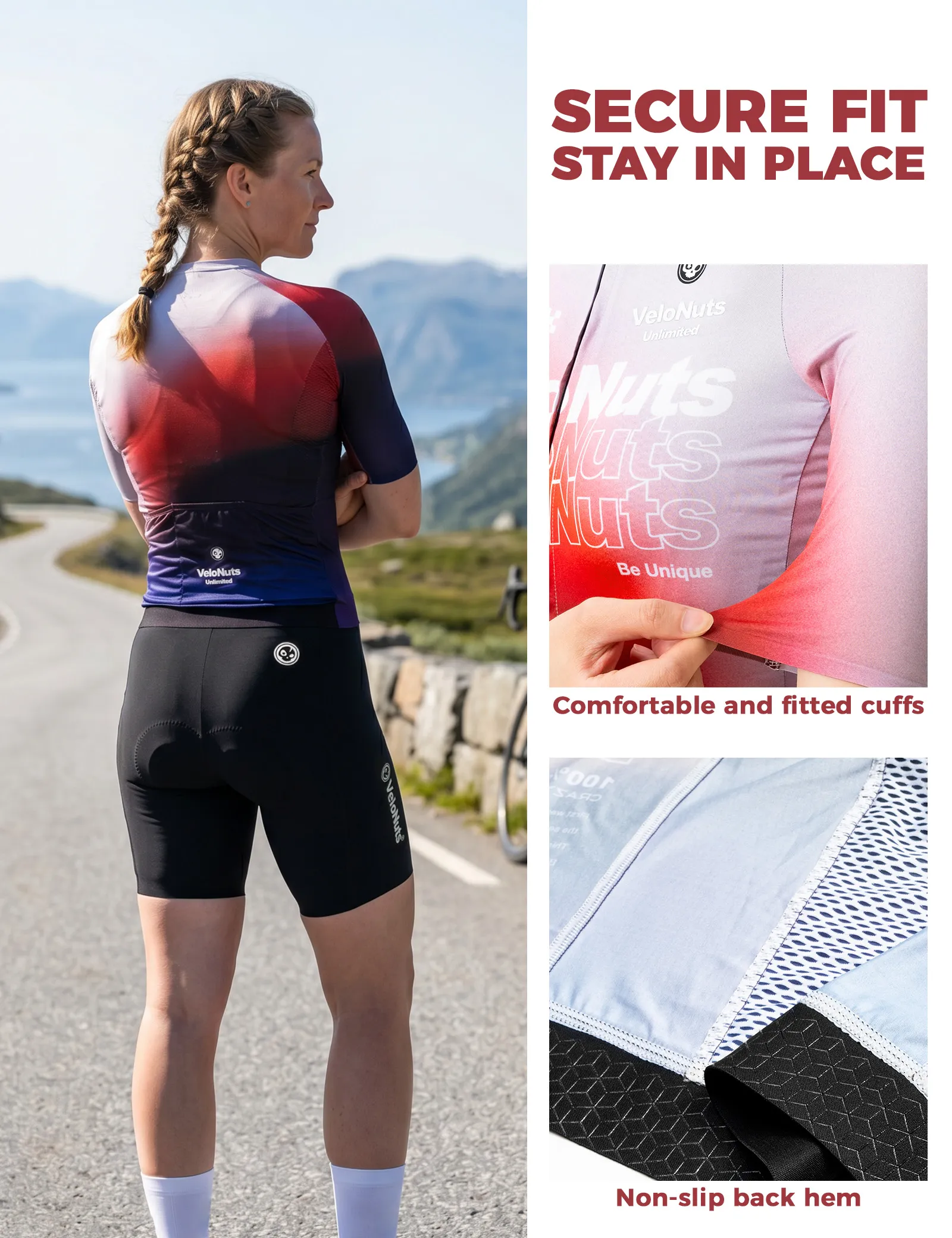 VNS Women's Short Sleeve Cycling Jersey Quick-Dry CloudFade - Image 5