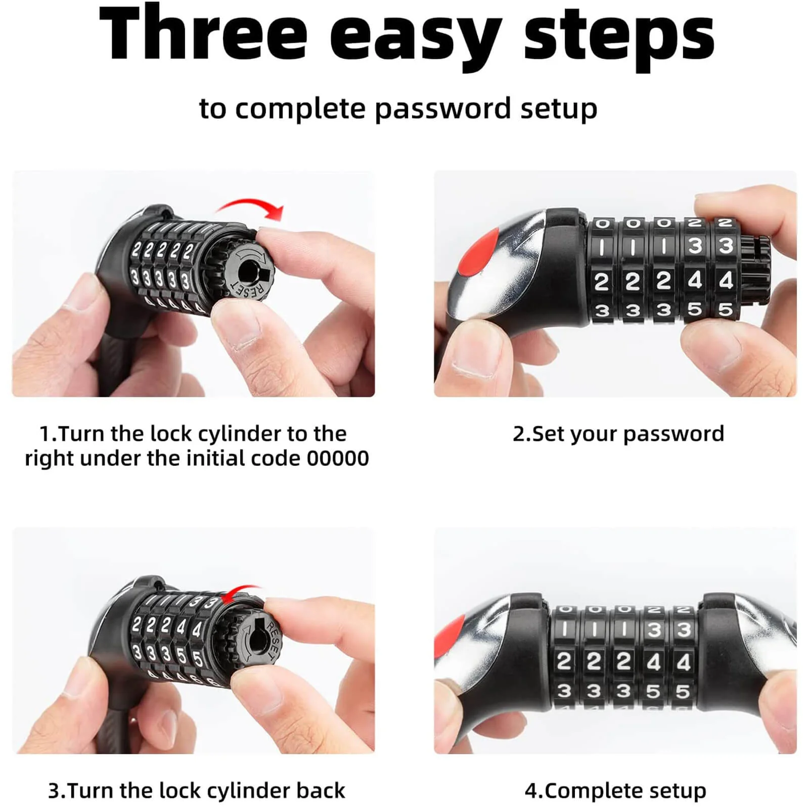 Waterproof Bike Lock with LED Light 5-Digit - Image 4