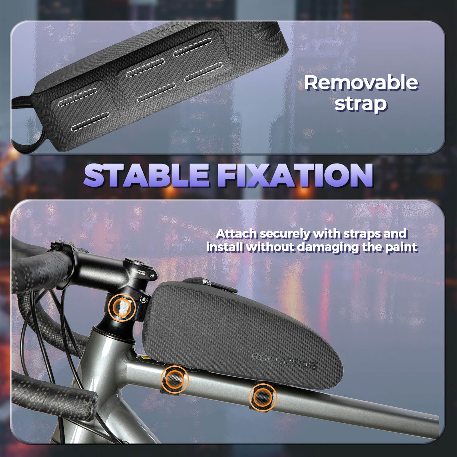 Waterproof Frame Cycling Bag Black Nylon Top Tube Bag - Image 11