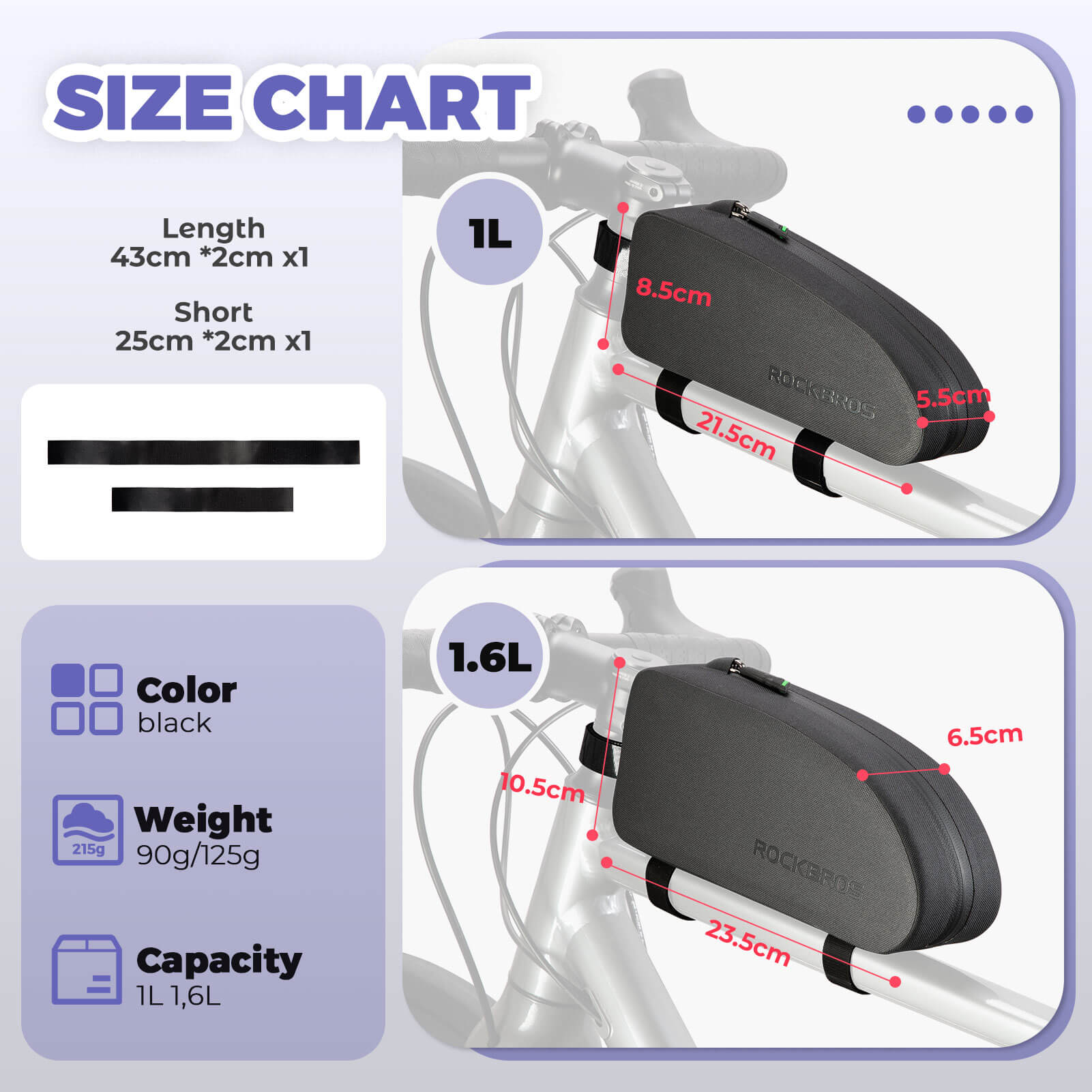 Waterproof Frame Cycling Bag Black Nylon Top Tube Bag - Image 13
