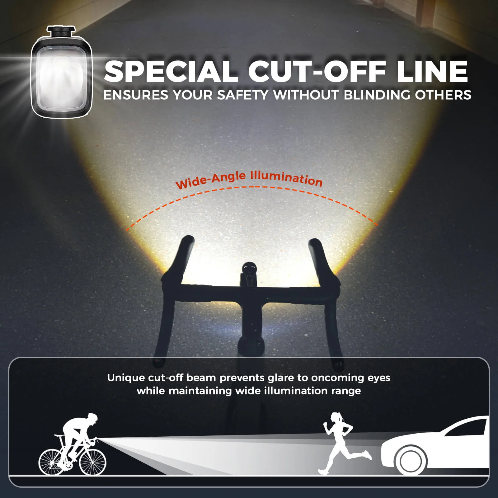 Waterproof Hanging Front Bike Light with High-Capacity Battery M6 - Image 3