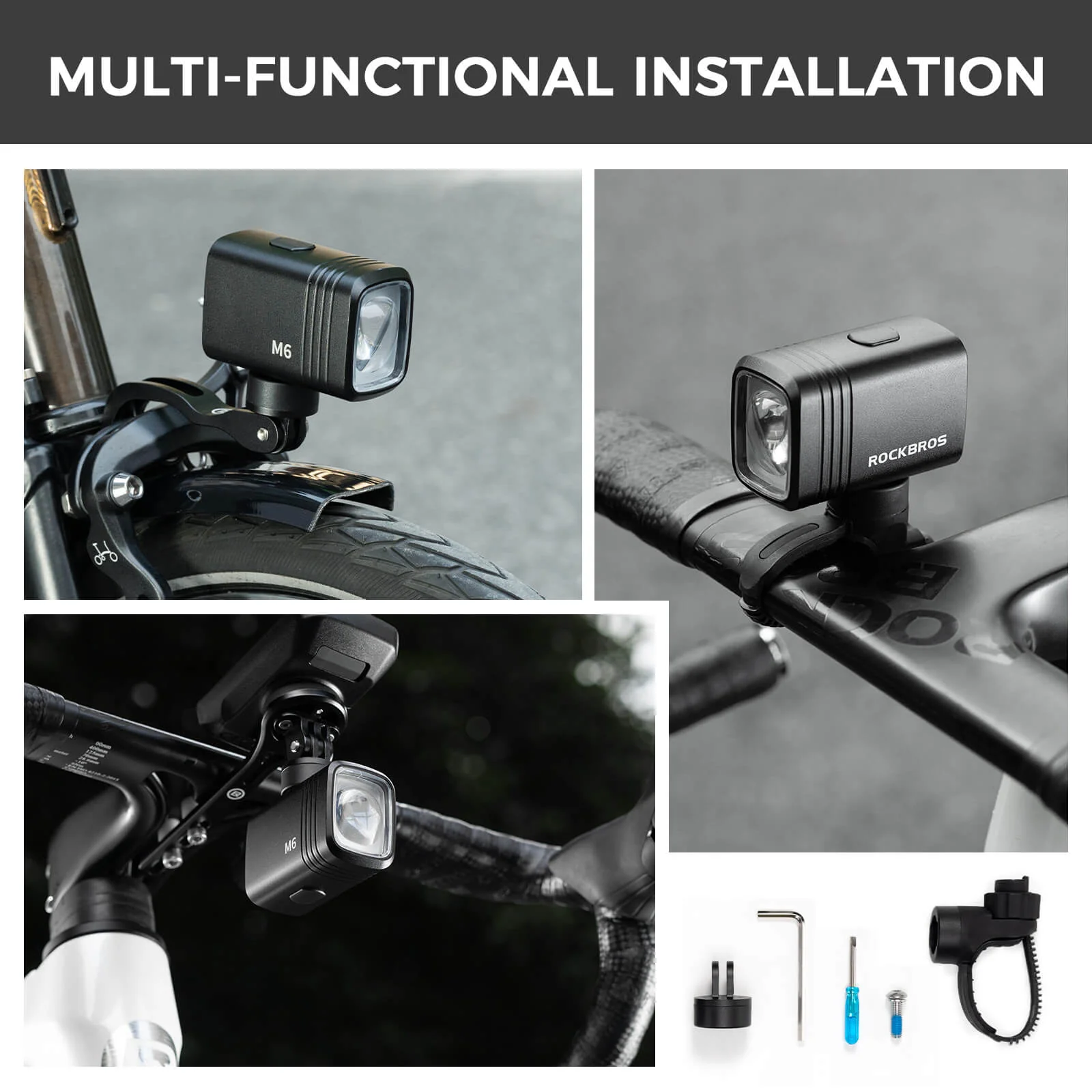 Waterproof Hanging Front Bike Light with High-Capacity Battery M6 - Image 6