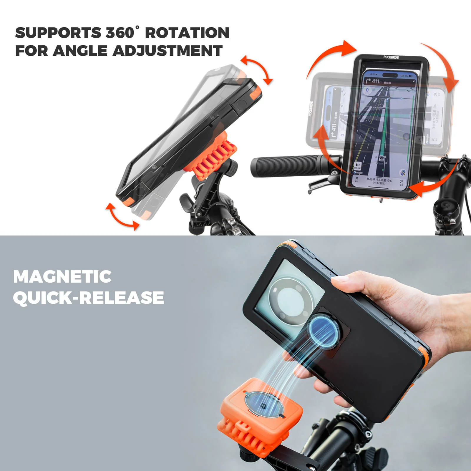 Waterproof Magnetic Bike Phone Mount with Shock Absorption - Image 6