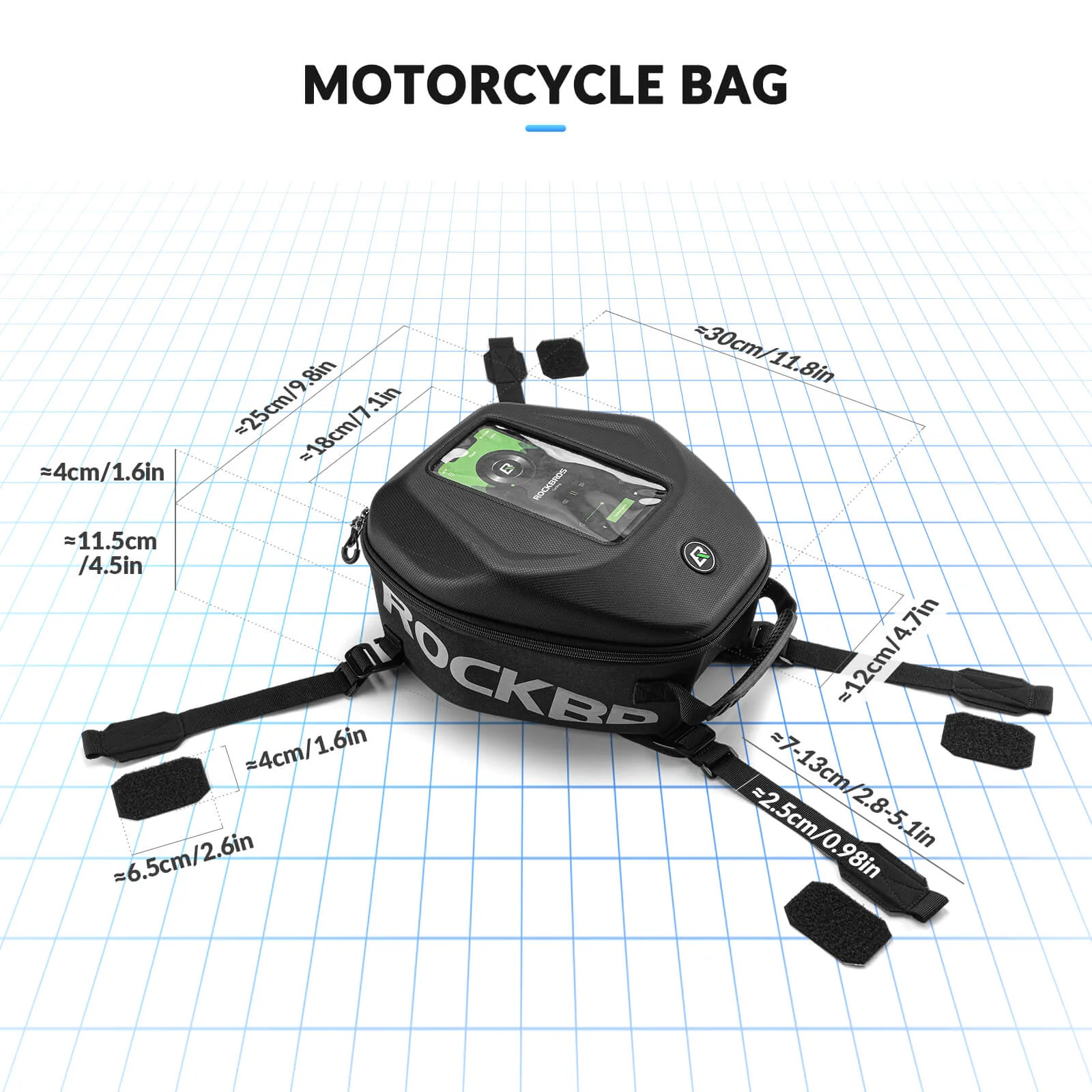 Waterproof Motorcycle Tank Bag with 7-inch Touch Screen Phone Pouch - Image 3