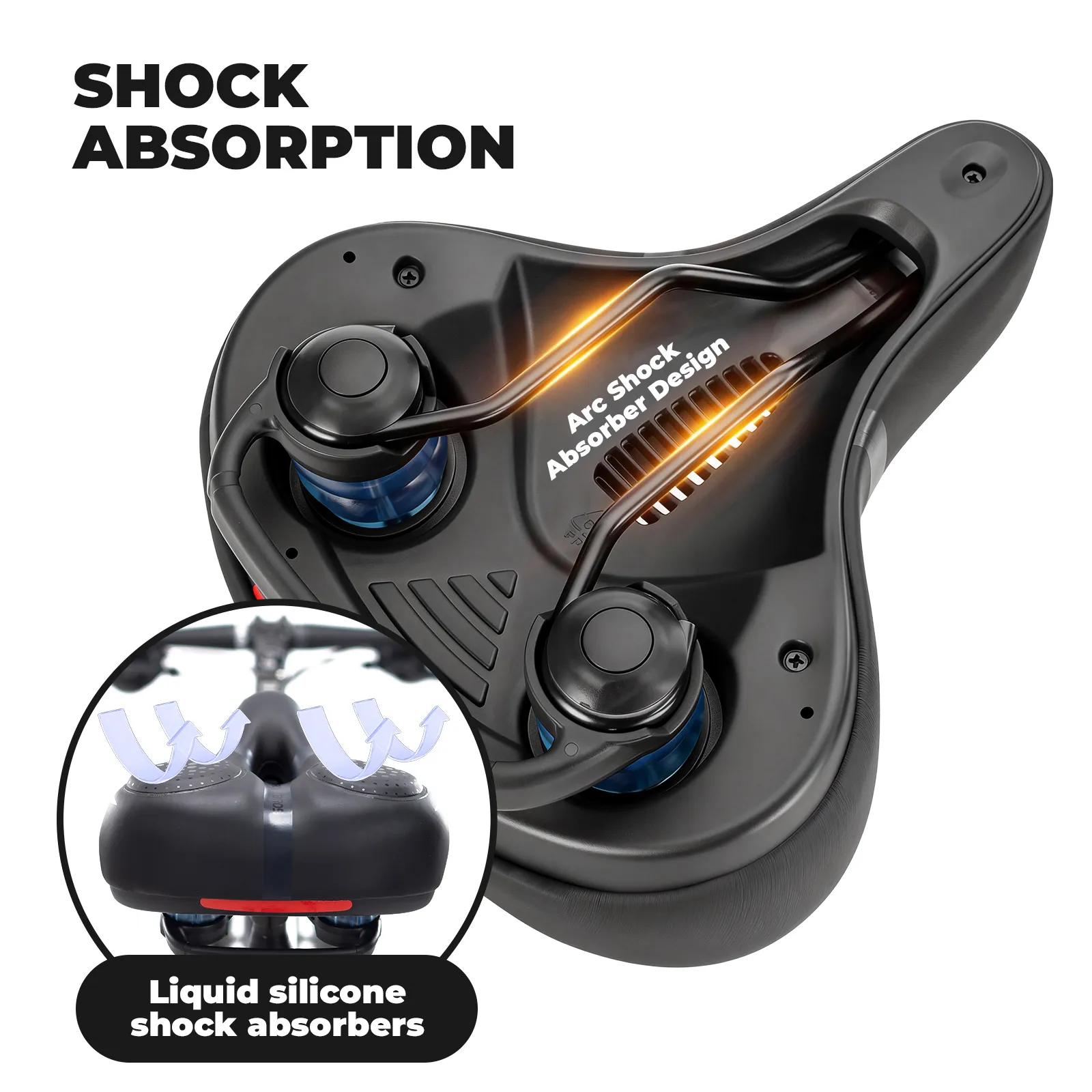 Wide Comfort Bike Saddle Shock Absorbing PU Leather - Image 3