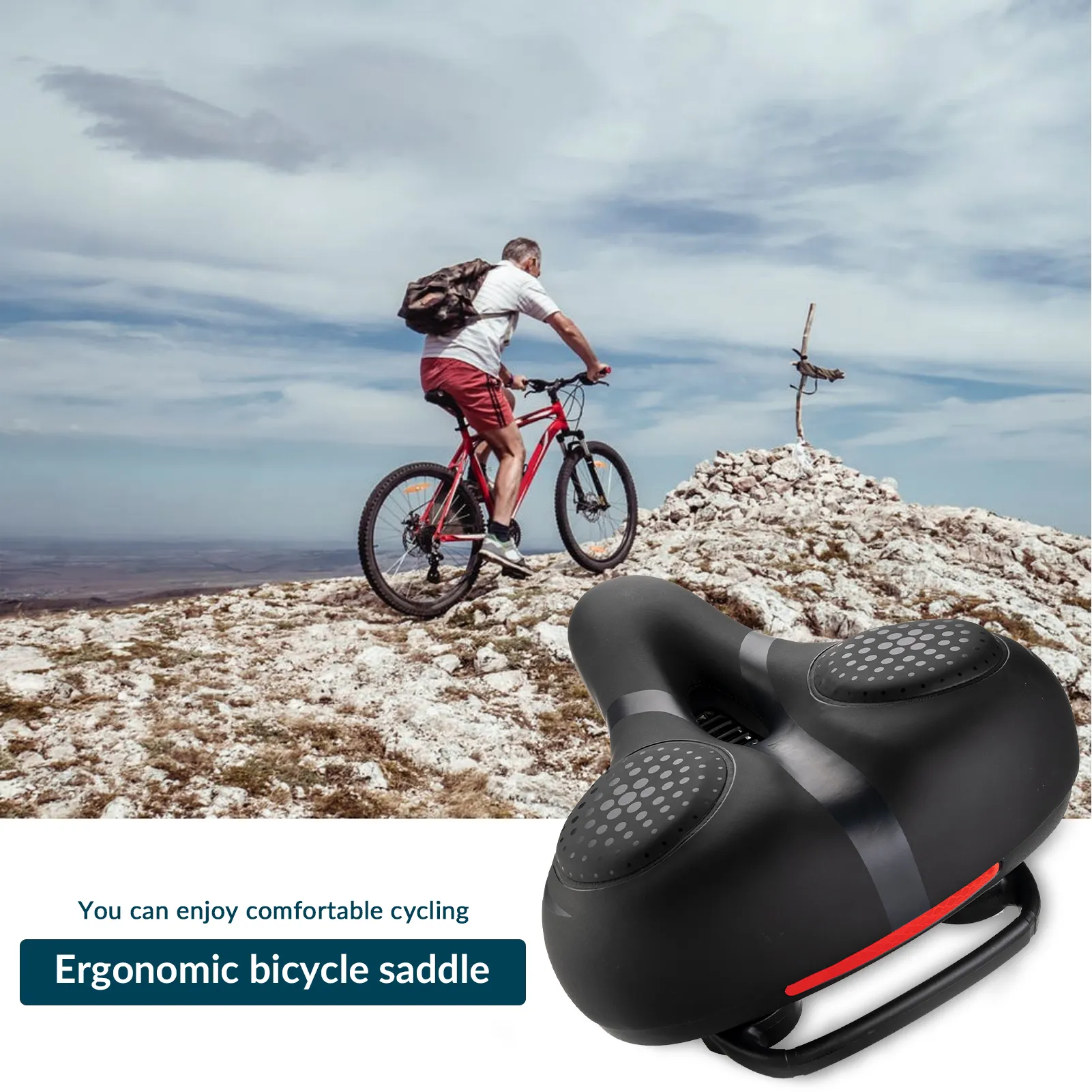 Wide Comfort Bike Saddle Shock Absorbing PU Leather - Image 9