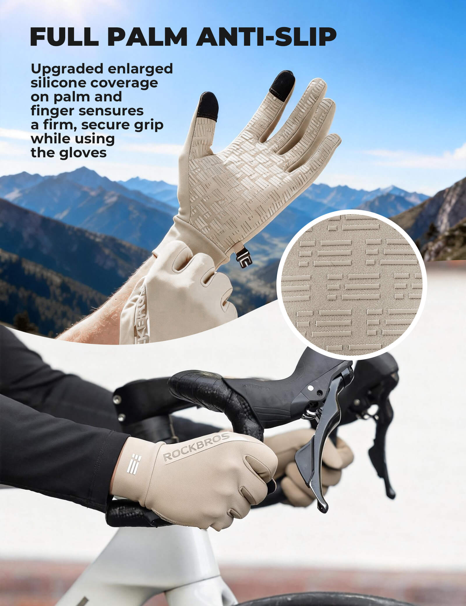 Windproof Cycling Gloves Graphene Fleece Full Finger Unisex - Image 14