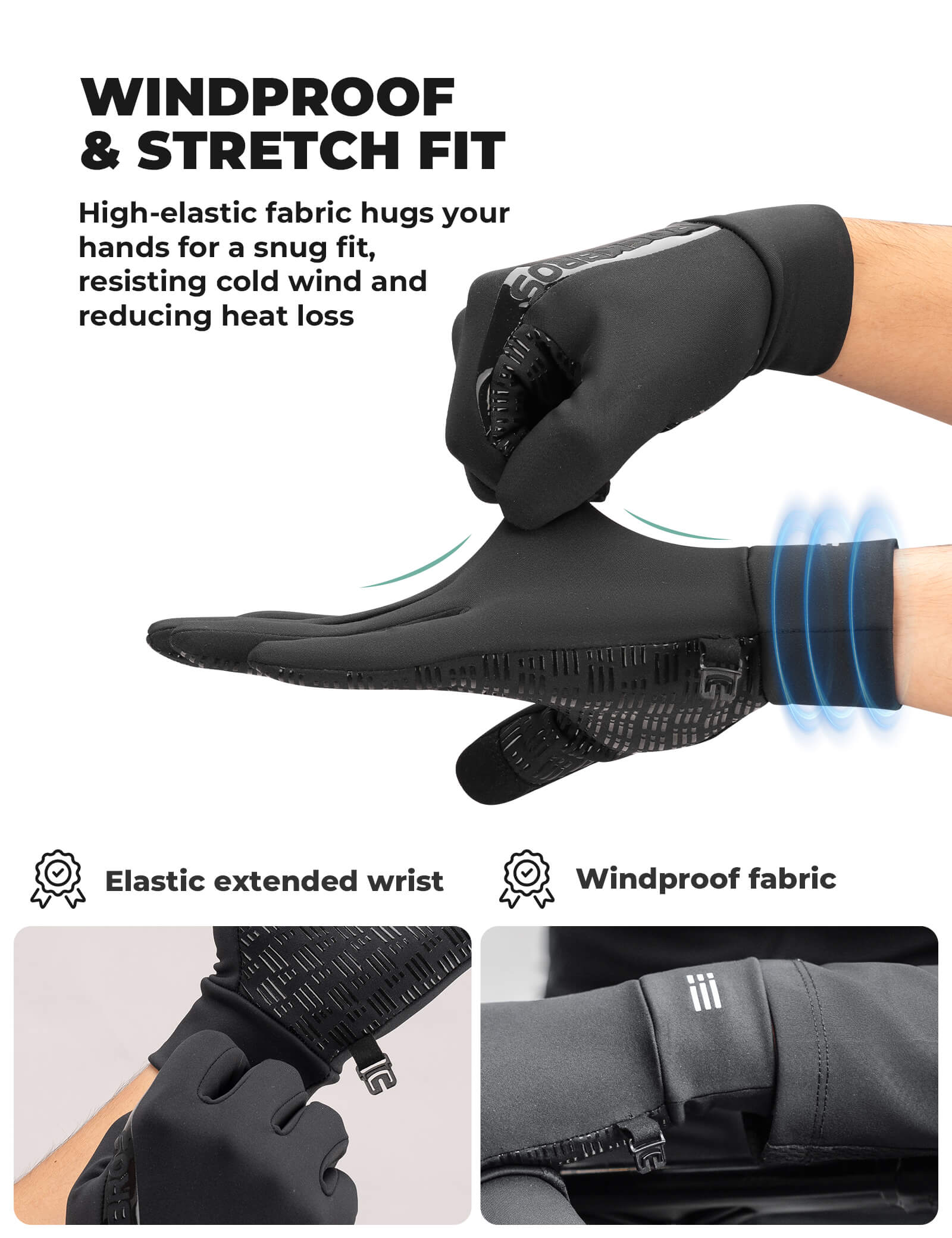 Windproof Cycling Gloves Graphene Fleece Full Finger Unisex - Image 4