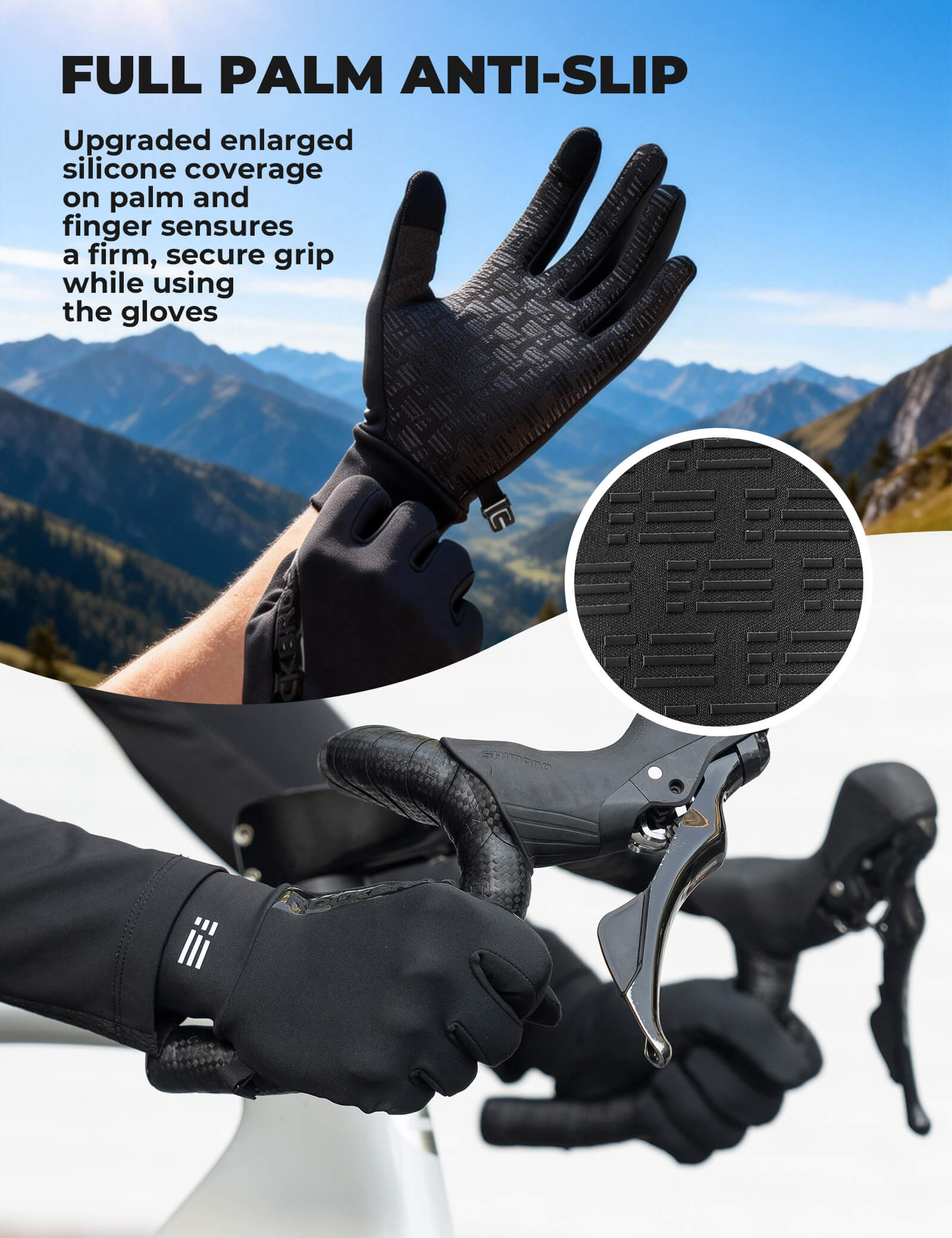 Windproof Cycling Gloves Graphene Fleece Full Finger Unisex - Image 6