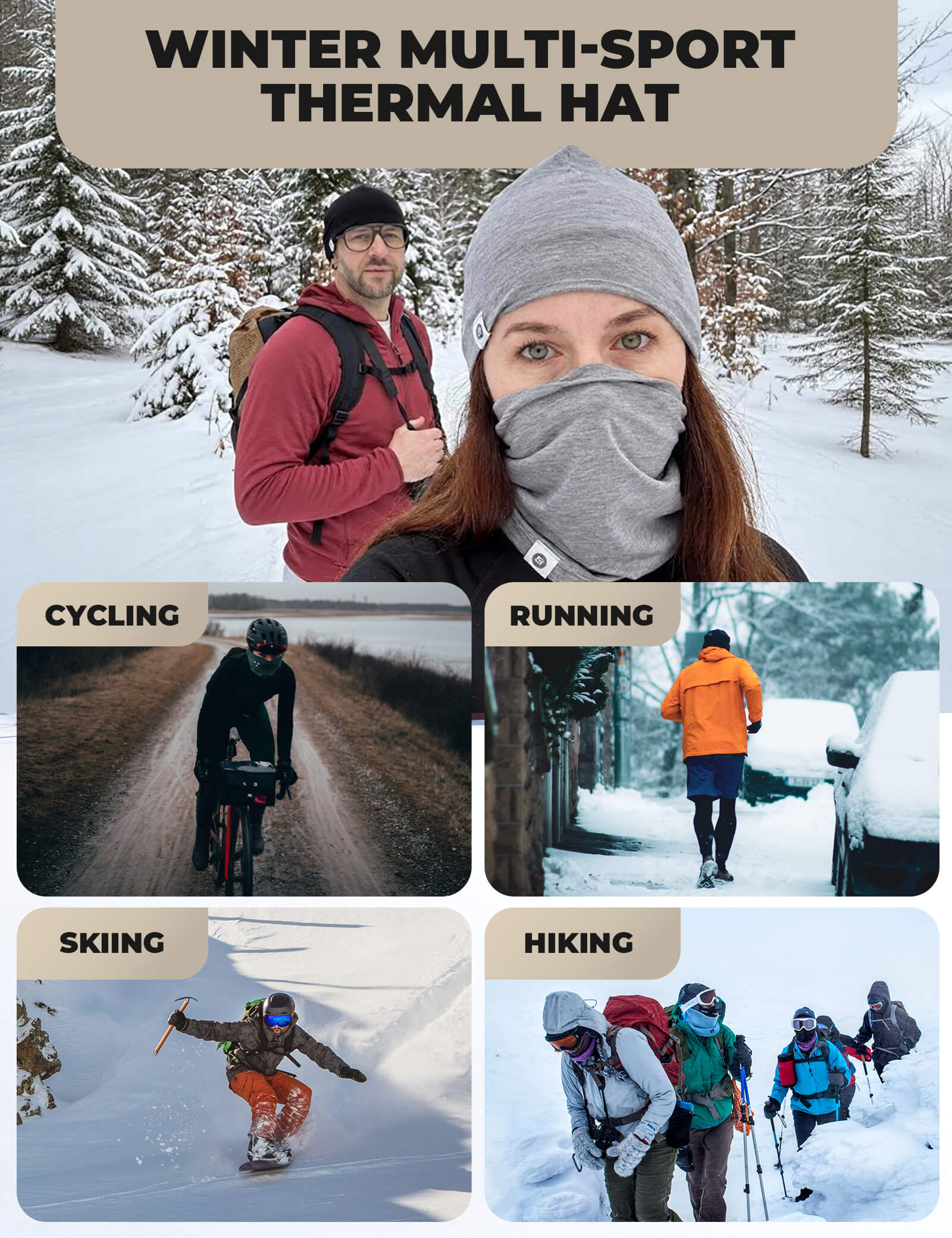 Windproof Merino Wool Cycling Skull Cap - Image 6