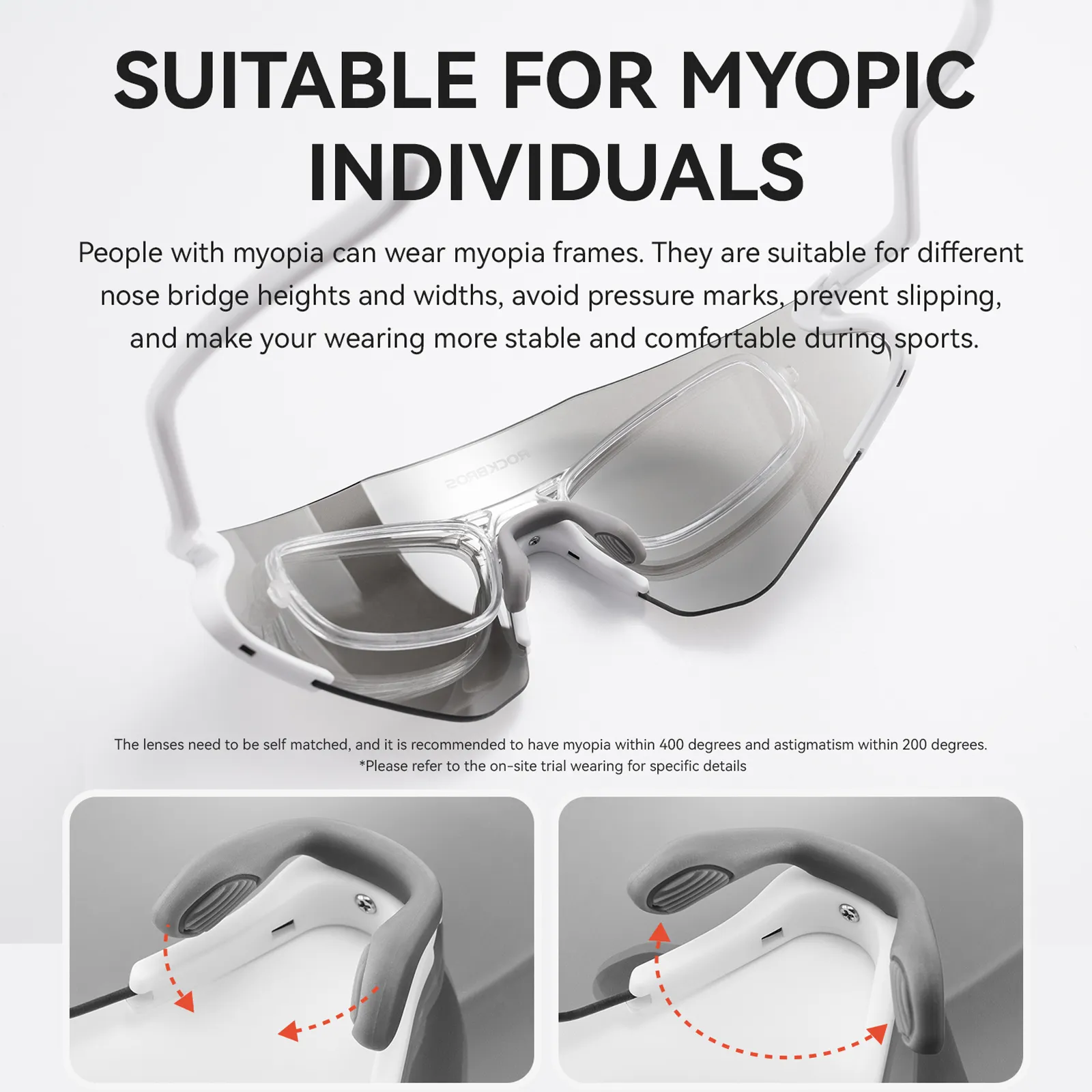 Windproof Photochromic Cycling Glasses with Prescription Insert SnakeLine - Image 3