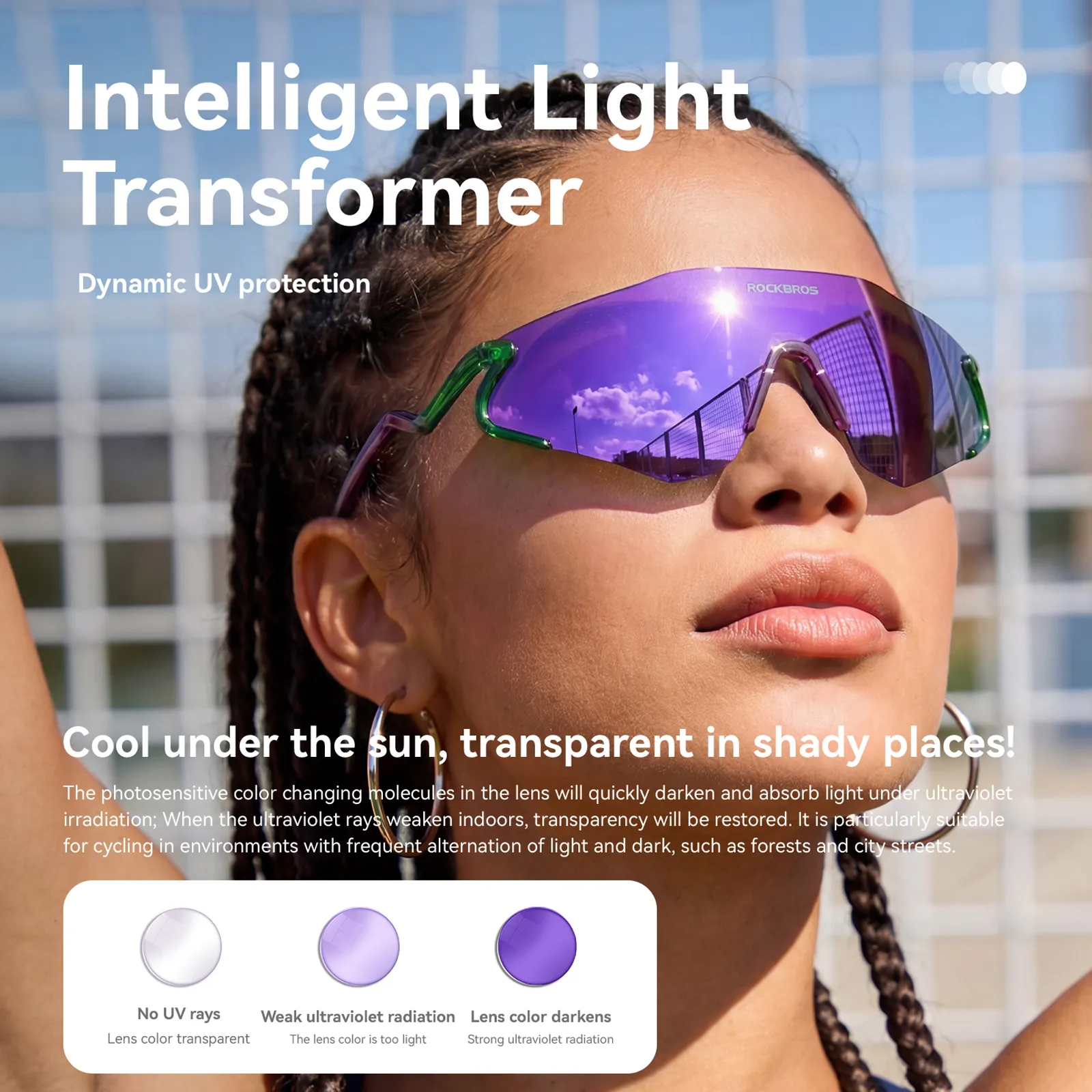 Windproof Photochromic Cycling Glasses with Prescription Insert SnakeLine - Image 5