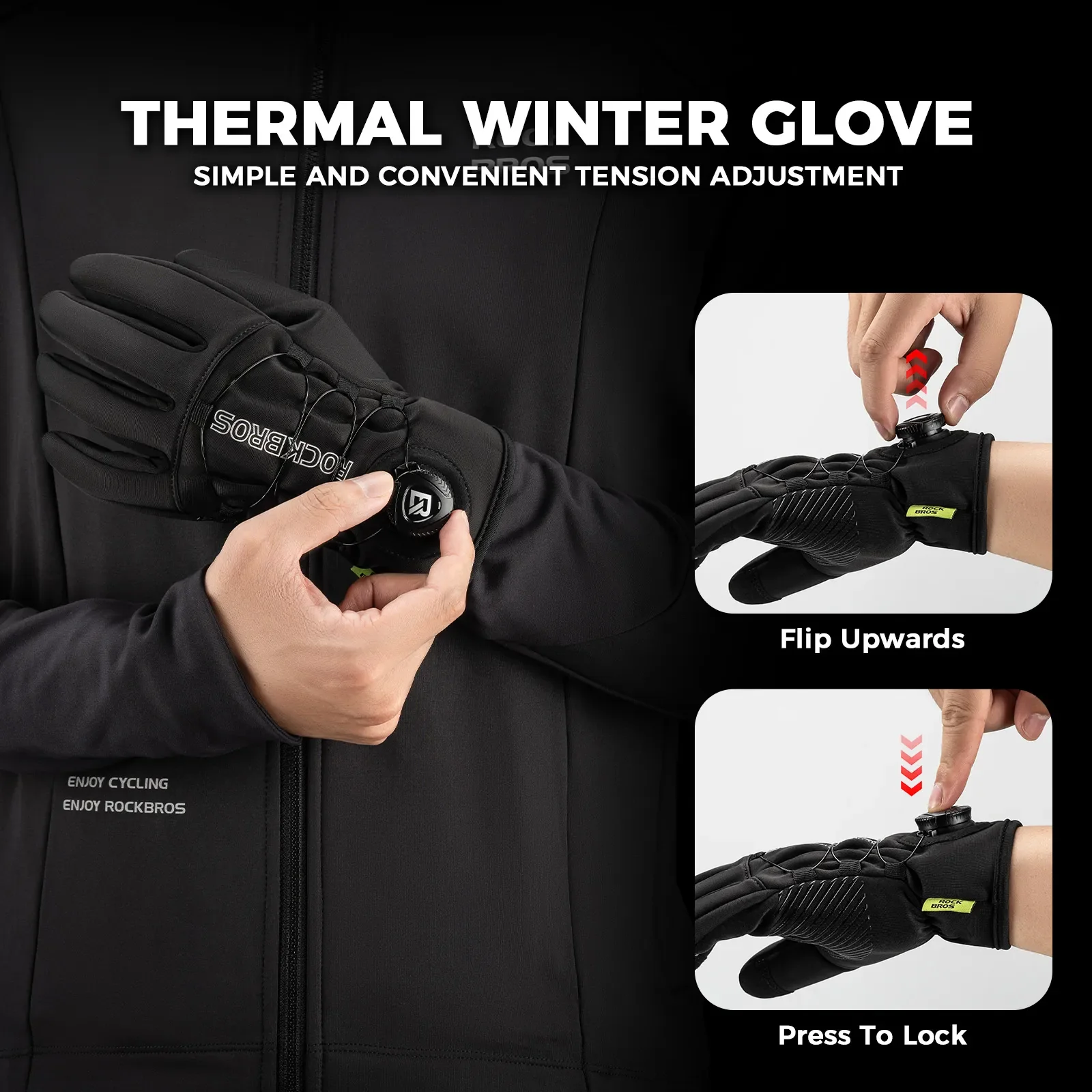 Winter Full Finger Cycling Gloves with Precision Dial Fit - Image 3