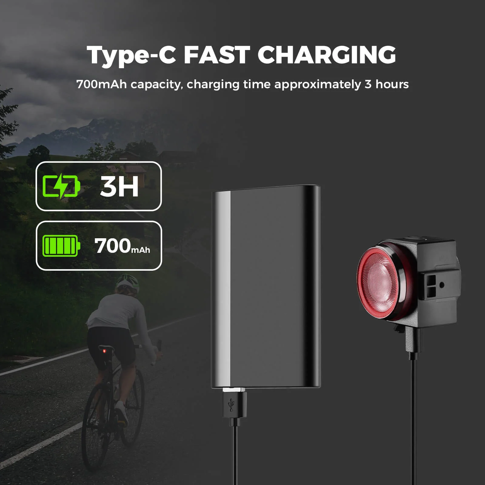 Wireless Remote Bike Tail Light Intelligent Brake Sensing A8Pro - Image 4